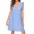 thumbnail image 1 of QWZNDZGR 2022 New Mid-Length Dress Lace Jacquard Hollow-Out Pocket Lining Shorts V-Neck Large Dress, 1 of 6