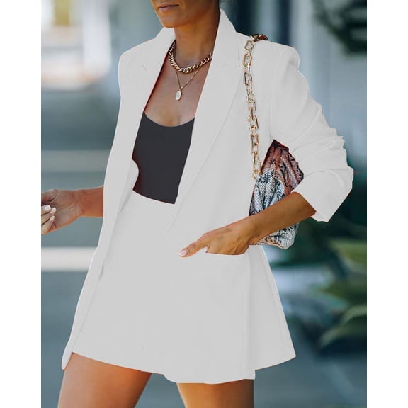 QWZNDZGR 2022 Top, Shorts, Suit, Sexy Temperament, Women's Fashion, Casual Lapel Cardigan