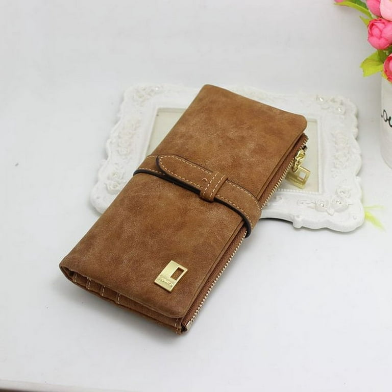 Wallet for Women Leather Slim Clutch Long Designer foldable Ladies Credit  Card Holder Organizer