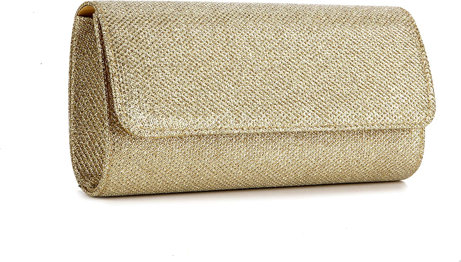 Metal Detail Clutch Envelope Bag, Glitter Evening Flap Purse