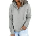 thumbnail image 1 of QWZNDZGR Cross-Border European And American Women's Clothing 2021 New Amazon Half-Open Button Kangaroo Pocket Hooded Sweater Women, 1 of 8