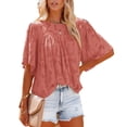 thumbnail image 1 of QWZNDZGR European And American Women's Clothing 2022 Summer New Amazon Shirt Speaker Sleeve Doll Dress Lace Hollow Chiffon Top Woman, 1 of 8