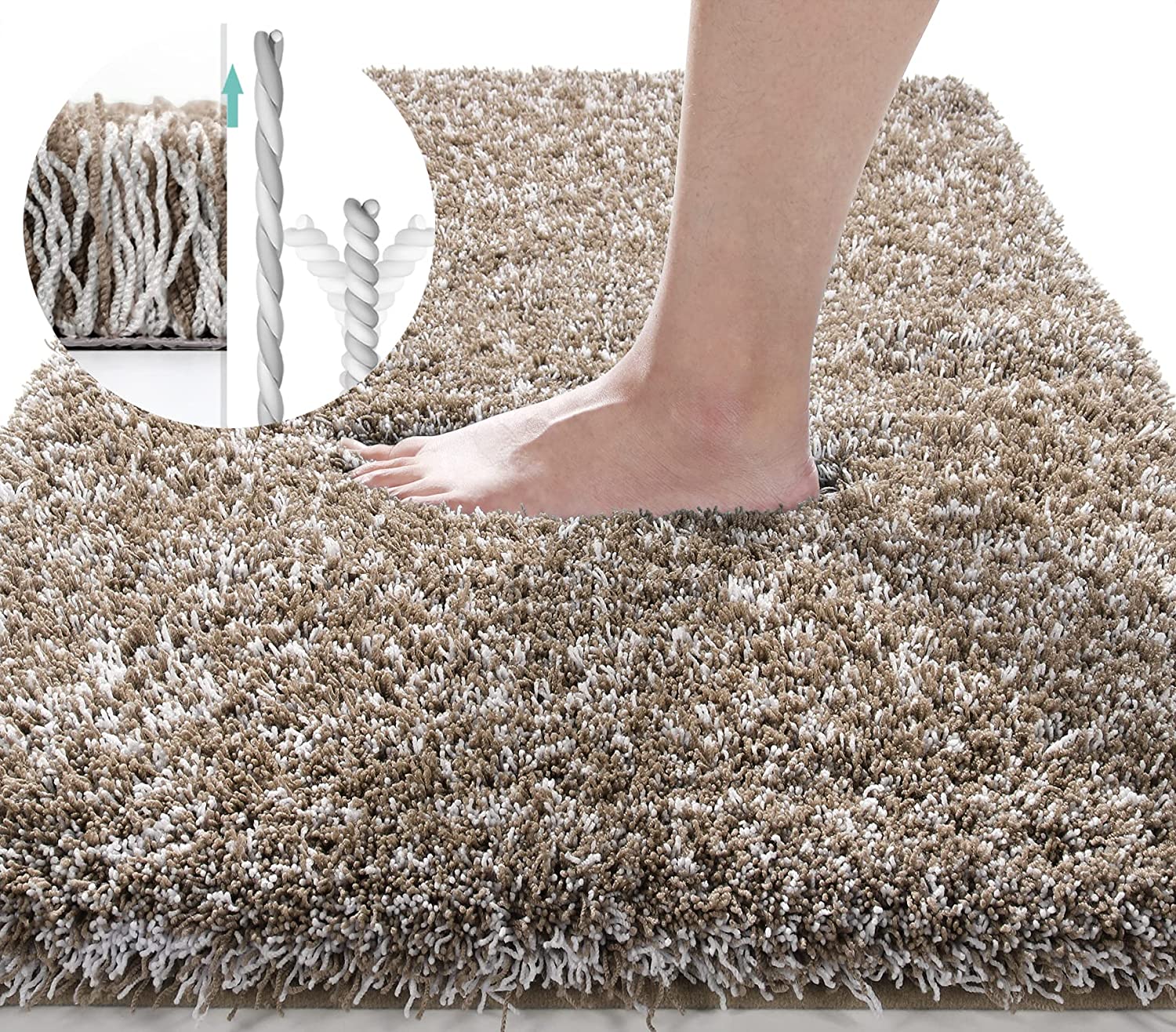 QWZNDZGR Fluffy Plush Bath Rug, Super Shaggy Soft Comfortable Non Slip
