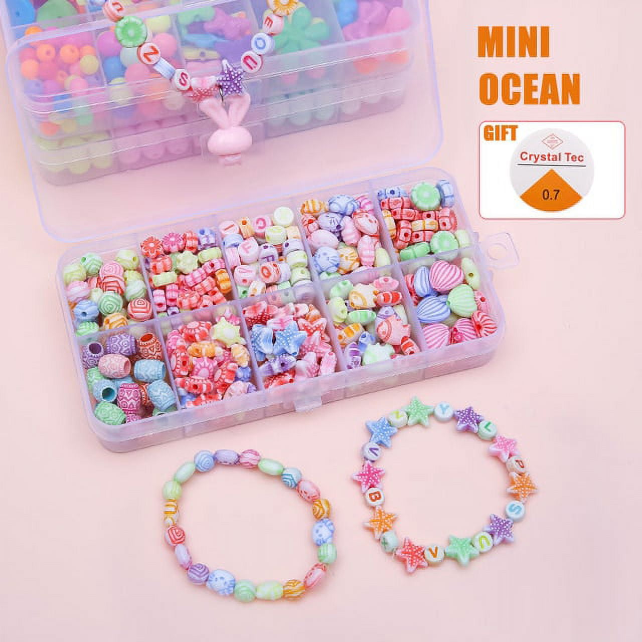 250-700PCS Girls DIY Bead Set Jewelry Making Kit for Kids Pearl Beads for  Bracelets Rings Necklaces Creativity Kits Art Craft
