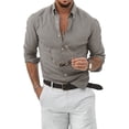 thumbnail image 1 of QWZNDZGR Mens Casual Button Down Shirt Long Sleeve Chambray Shirt Business Blouse, 1 of 4