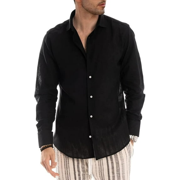 QWZNDZGR Mens Casual Button Down Shirt Long Sleeve Chambray Shirt Business Blouse