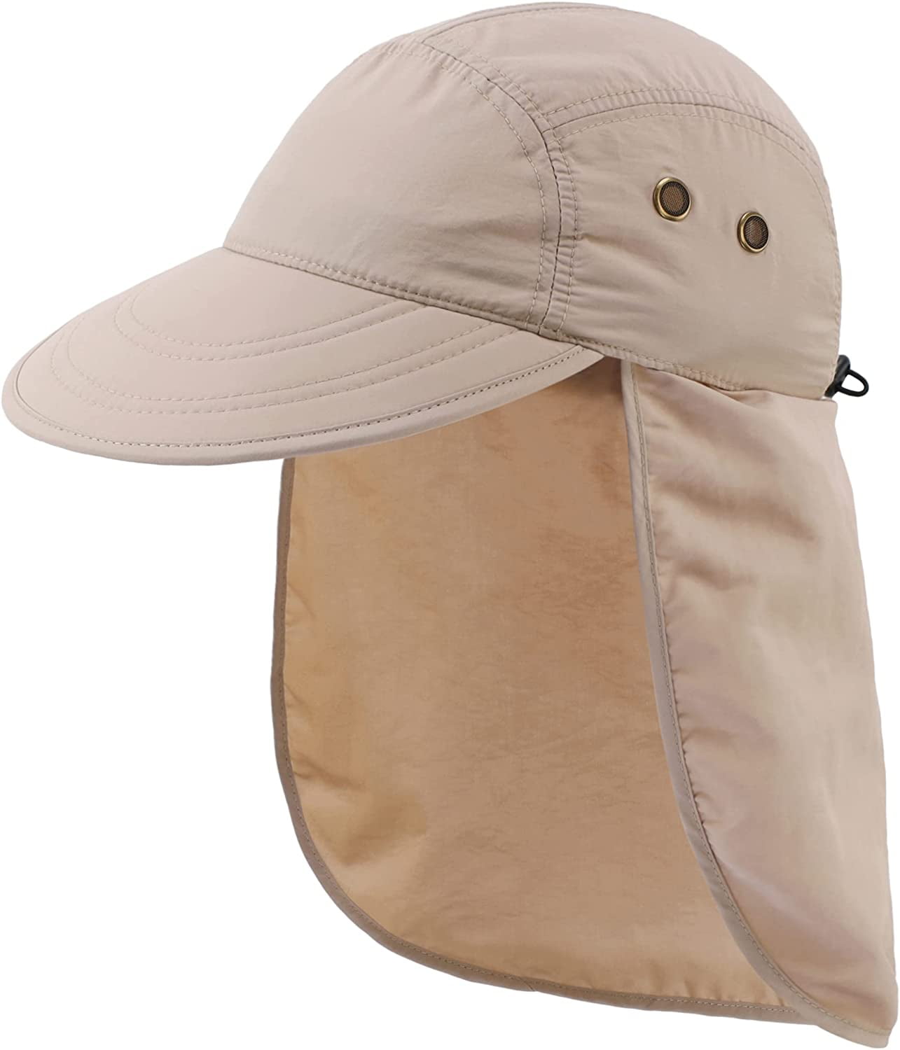 QWZNDZGR Mens UV Sun Protection Cap Safari Hike Cap with Neck Flap