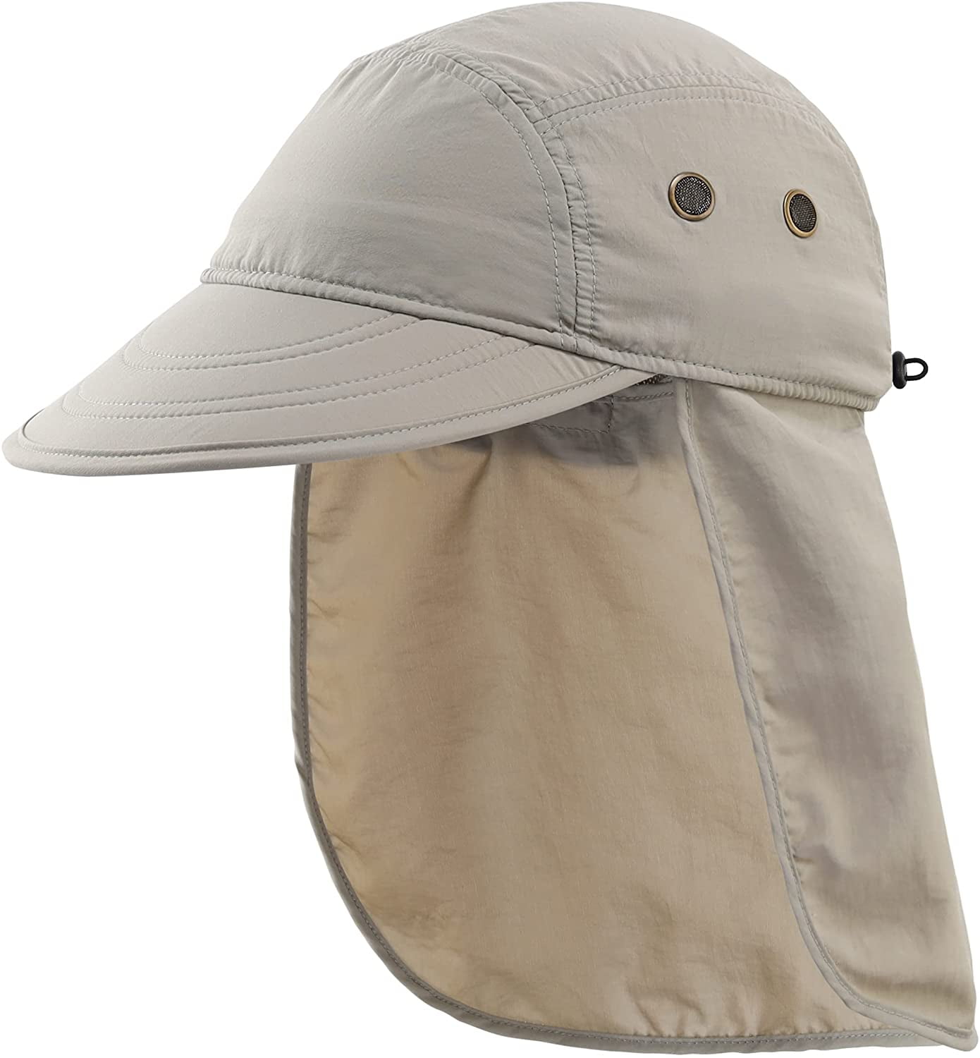 QWZNDZGR Mens UV Sun Protection Cap Safari Hike Cap with Neck Flap Fishing Hat