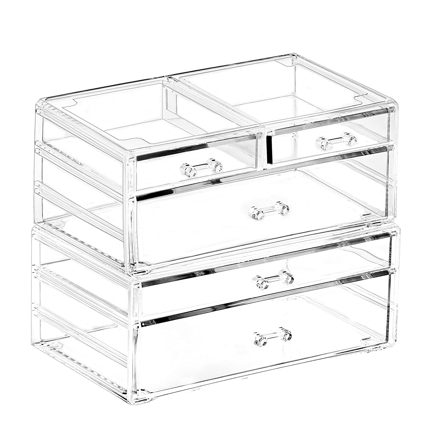 QWZNDZGR Pack of 2 Acrylic Countertop Stackable Drawers Bathroom