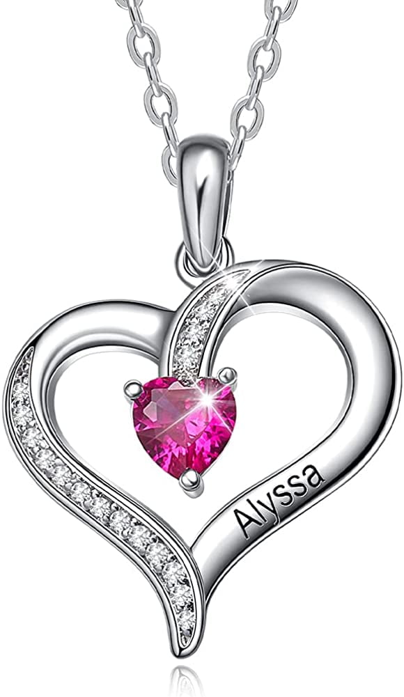  LOUISA SECRET Love Heart Birthstone Necklaces for Women, 925  Sterling Silver Women Pendant Necklace, Mother's Day Birthday Anniversary  Christmas Jewelry Gift for Woman Mother Mom Wife Her Girlfriend Girl :  Clothing