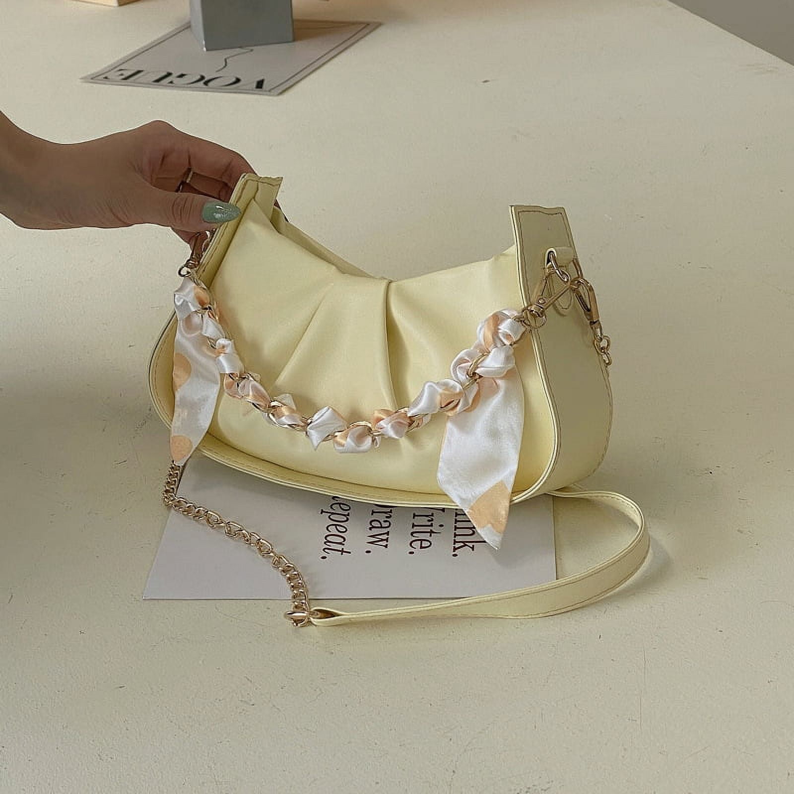 QWZNDZGR Small Fresh Chain Bag 2022 New Fashion Pleated Single-Shoulder ...