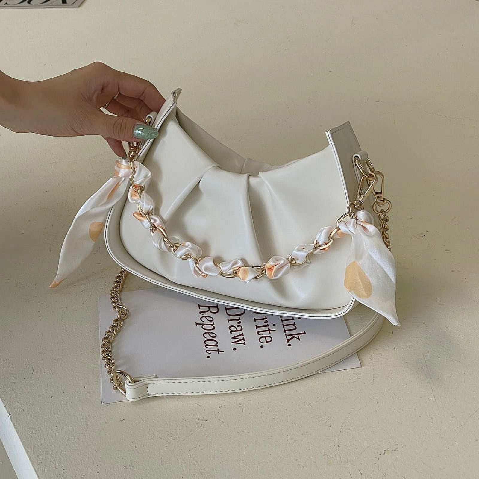 QWZNDZGR Small Fresh Chain Bag 2022 New Fashion Pleated Single-Shoulder ...