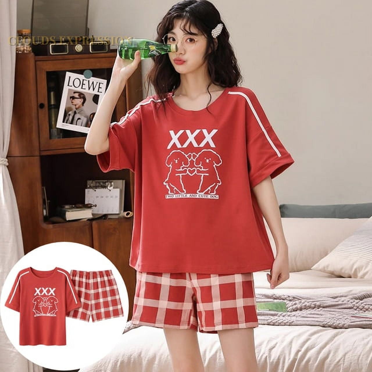 Summer Loungewear Set For Women Cartoon Girl Cotton Pajamas With Short  Sleeves And Long Pajama Pants Women In Sizes M 3XL From Duanxiu, $20.63