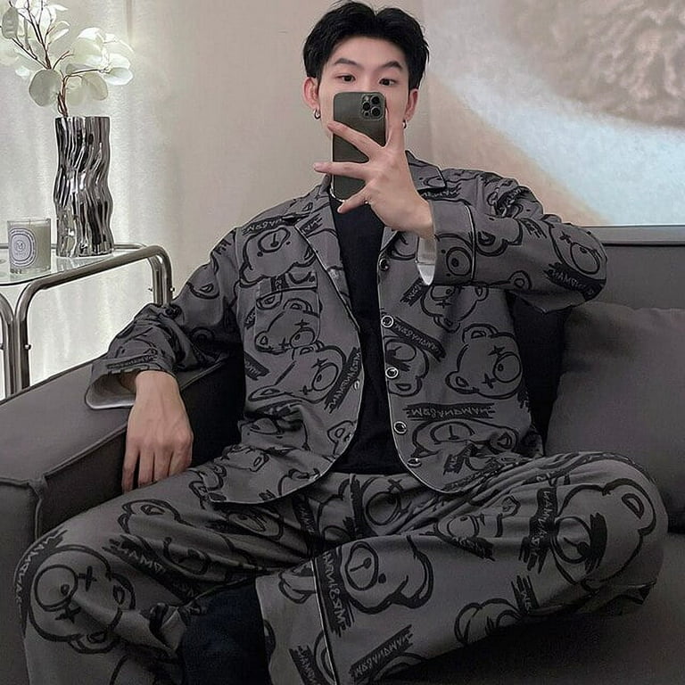 QWZNDZGR Winter Pajamas For Couples High-quality Light Luxury Cotton Men  Pajama Sets Long sleeve Sleepwear Fashion Male Loungewear Sleep 