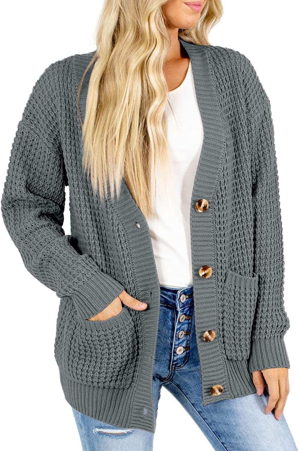 Oversized waffle knit cardigan best sale