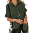 thumbnail image 1 of QWZNDZGR Womens Button Down Shirts V Neck Loose Casual Shirt, 1 of 5