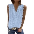 thumbnail image 1 of QWZNDZGR Womens Lace V Neck Tunic Tank Tops Casual Sleeveless Shirt Blouse, 1 of 4