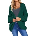 thumbnail image 1 of QWZNDZGR Womens Open Front Long Sleeve Chunky Knit Cardigan Sweaters Loose Outwear Coat, 1 of 4