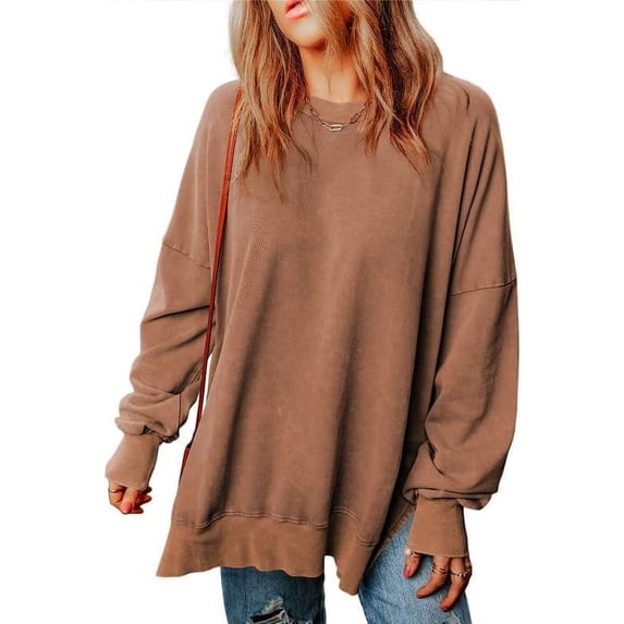 QWZNDZGR Womens Sweatshirt Casual Long Sleeve Crewneck Lightweight Pullover Tops Loose Sweatshirts