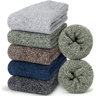 QWZNDZGR Womens Thick Warm Wool Socks, 5 Pack Casual Crew Cozy Thermal Winter Socks for Gifts