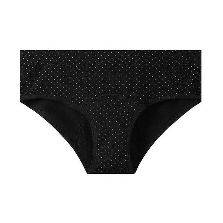 QWZNDZGRBlack Dot TEEN Period Panties Mid Waist 4Layers Lingerie Leak-Proof Menstrual  Underwear Safety Sanitary Women's Briefs 
