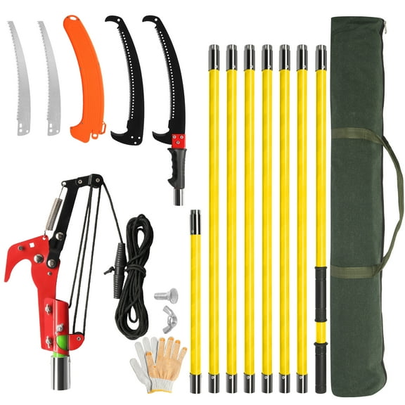 QXDRAGON 26ft Extendable Pole Saws for Tree Trimming 2-in-1 Manual Pruner
