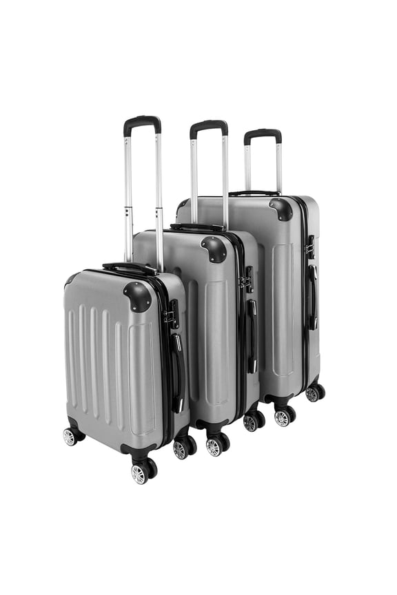 3-Piece Nested Spinner Suitcase Luggage Set with TSA Lock, Gray
