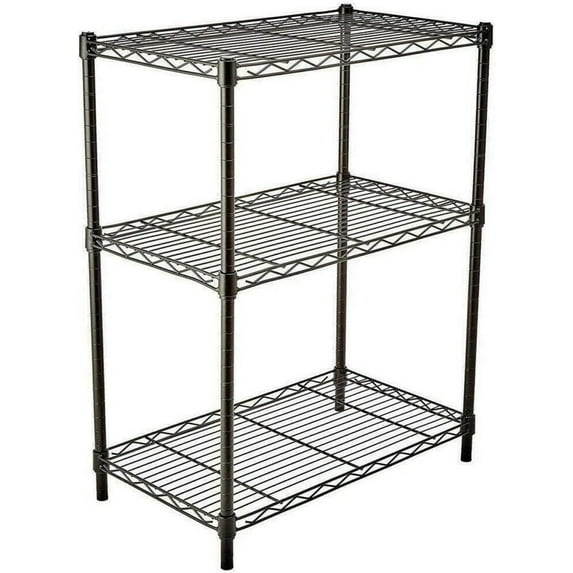 QXDRAGON 3-Shelf Storage Wire Shelves Heavy Duty 3 Tiers Standing Shelving Units Adjustable Metal Organizer Wire Rack, Black