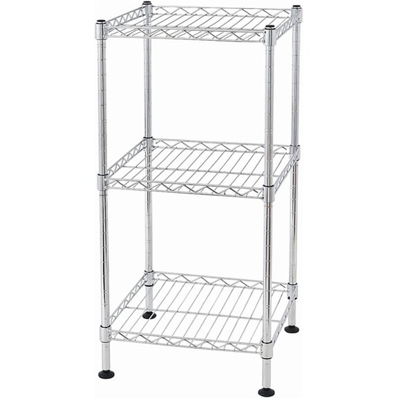 QXDRAGON 3-Tier Steel Wire Shelving Tower,Wire Shelving Metal Storage Rack Adjustable Shelves for Bathroom and Kitchen, Adjustable Shelving, NSF Wire Shelving