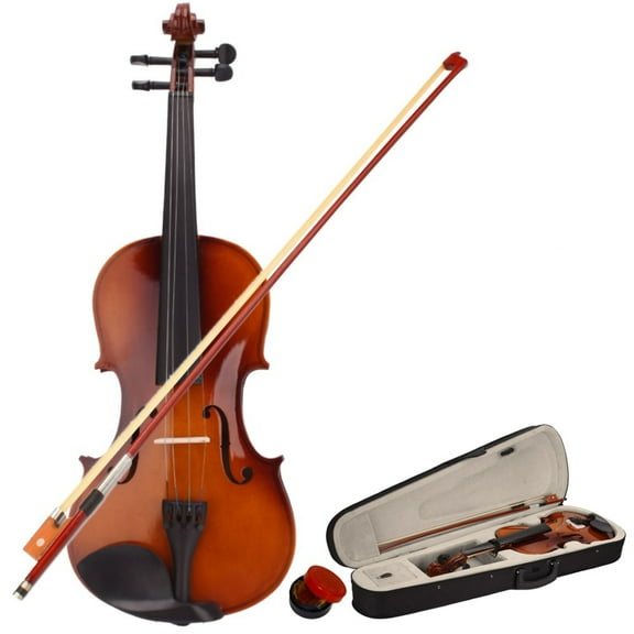 QXDRAGON 4/4 Acoustic Violin, Solid Wood Fiddle with Bridge Bow Case Rosin, Stringed Musical Instrument Violin for Beginner Adult Boys Girls Children Kids Gift, Natural
