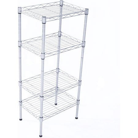 QXDRAGON 4-Shelf Adjustable, Heavy Duty Storage Shelving Unit (243 lbs Loading Capacity), Steel Organizer Wire Rack, Silver (14L x 10W x 32H)