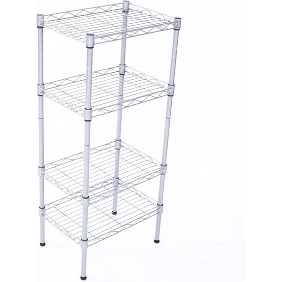 QXDRAGON 4-Shelf Adjustable, Heavy Duty Storage Shelving Unit (243 lbs Loading Capacity), Steel Organizer Wire Rack, Silver (14L x 10W x 32H)