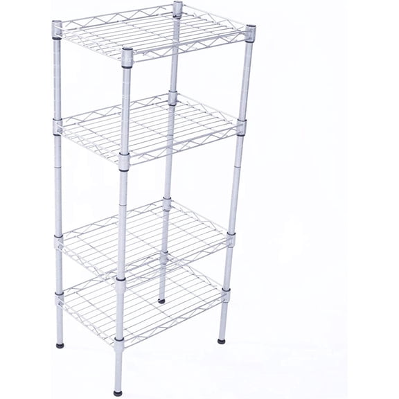 QXDRAGON 4-Shelf Adjustable, Heavy Duty Storage Shelving Unit (243 lbs Loading Capacity), Steel Organizer Wire Rack, Silver (14L x 10W x 32H)