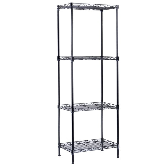 QXDRAGON 4-Tier Storage Rack, Wire Shelving Bookshelf Storage Unit Metal for Kitchen Living Room, 17.7"D x 11.8"W x 49.6"H, Black