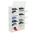 thumbnail image 1 of QXDRAGON 7-Tier 14 Cube Modular Cabinet Shelving Expandable with Doors, Plastic Shoe Rack Organizer for Heels, Boots, Slippers, White, 1 of 8