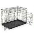 QXDRAGON Metal Wire TwoDoor Folding Pet Cat Dog Crate with Divider