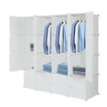 thumbnail image 1 of QXDRAGON  Modular Book Shelf Organizer Units, 16-Cube DIY Plastic Clothes Cubby Closet Cabinets Shelves Organizers with Door, White, 1 of 9