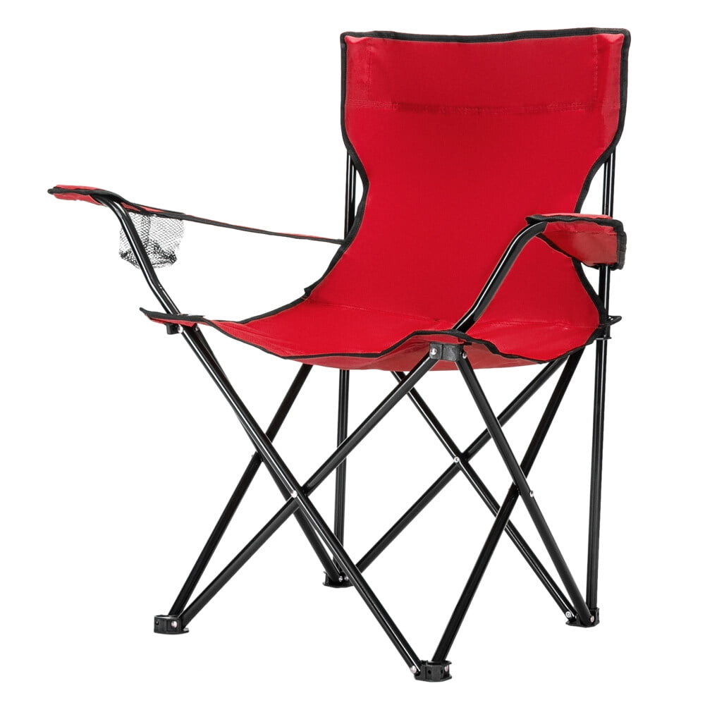 Red Iron Frame Folding Outdoor Camping Chair with Storage Bag