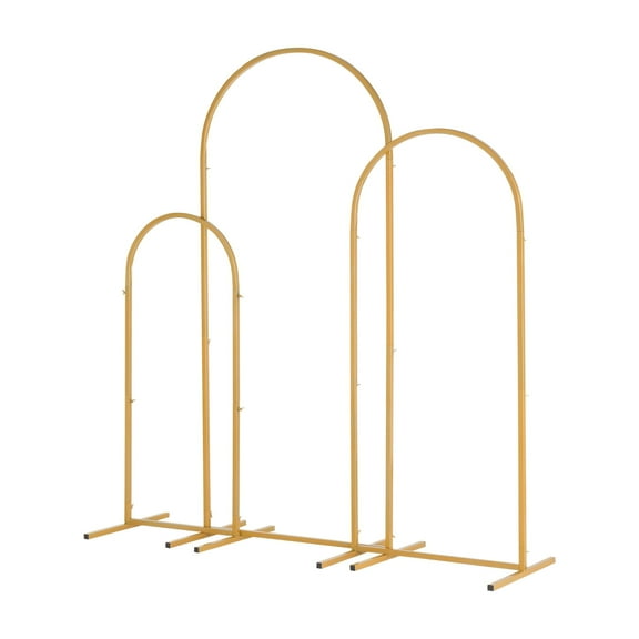 QXDRAGON Three-Piece Wedding Arch Set - 6ft, 5ft, 4ft Gold Iron Art Decor for Weddings, Parties & Outdoor Events