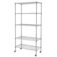thumbnail image 1 of QXDRAGON UltraDurable Commercial-Grade 5-Tier NSF-Certified Steel Wire Shelving with Wheels, 35.43" x 17.72" x 70.87", Chrome, 1 of 8
