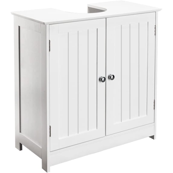 QXDRAGON Under Sink Storage Cabinet with 2 Doors and Shelf, Pedestal Sink Bathroom Vanity Cabinet, Space Saver Organizer, White