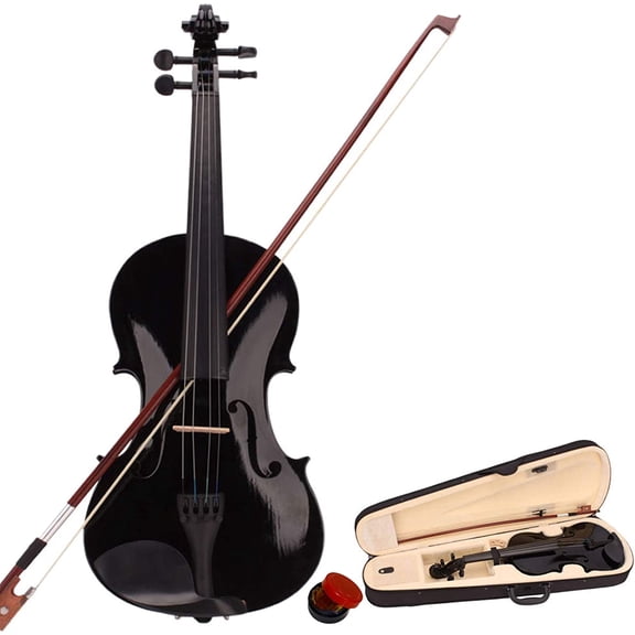 QXDRAGON Violin 4/4 Full Size Fiddle Set Acoustic Violin for Kids Adults Stringed Musical Instruments for Beginners Students with Hard Case, Violin Bow and Rosin, Black