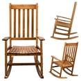 thumbnail image 1 of QXDRAGON Wood Rocking Chair, Outdoor Wooden Rocker with Backrest & Armrest, 1 of 9