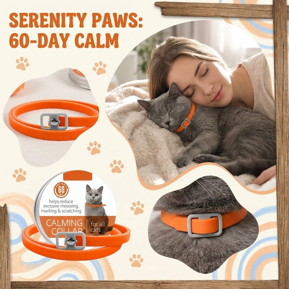 QXFBJOQH Cat Anxiety Relief Collar Calming Pheromone Collar for Stress & Fear, Adjustable Soft Cat Calming Collar