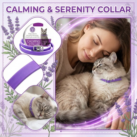 QXFBJOQH Cat Anxiety Relief Collar – Calming Pheromone Collar for Stress & Fear, Adjustable Soft Cat Calming Collar
