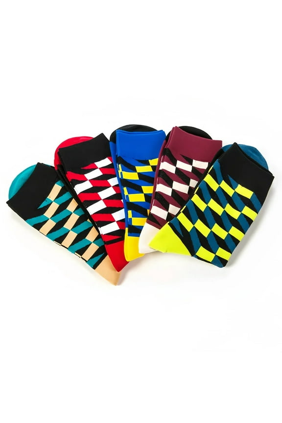 5 Pairs Mixed Checkered Mens Stocking Athletic Crew Socks Comforts Sock Size 10-13