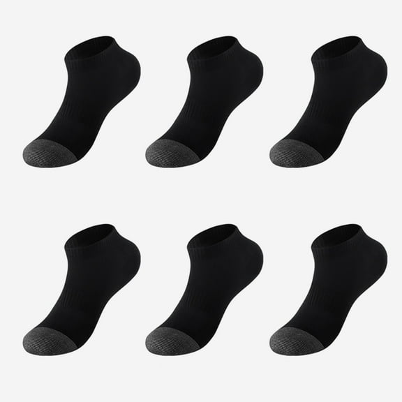 QXMELANO 6 Pack Breathable Casual Men's Low Cut Socks Size 10-13, Black