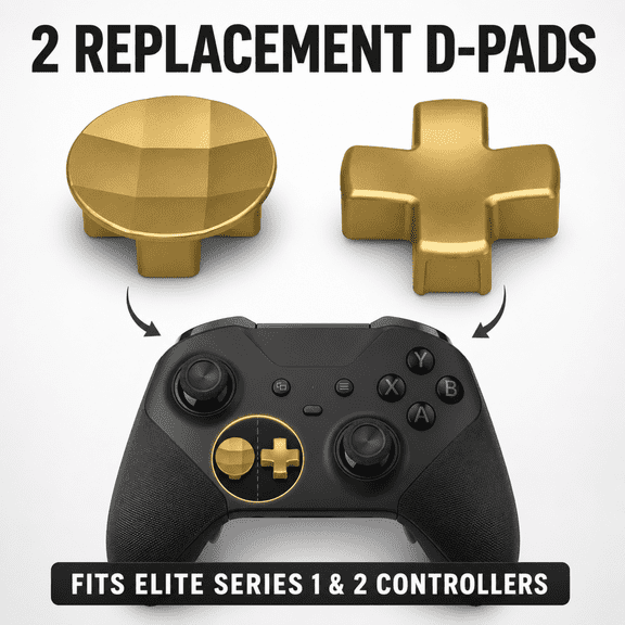 QXWPBV D-Pad Replacement Set for Xbox Elite Controllers, Gold, 2 Piece