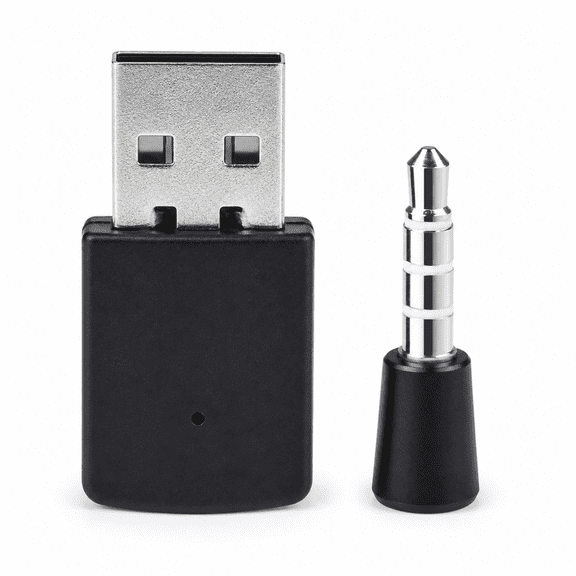 QXWPBV Bluetooth 4.0 Audio Adapter for PS4, USB Wireless Headset Dongle with 3.5 mm Mic Plug, Black, 2 Piece Set