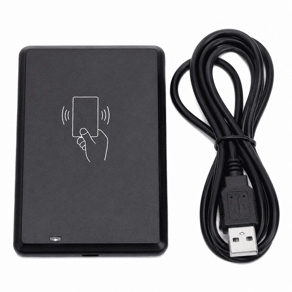 QXWPBV Dual Frequency USB RFID Card Reader, 125kHz ID & 13.56MHz IC Card Reader, Plug and Play Read-Only Card Number Reader for PC, Black